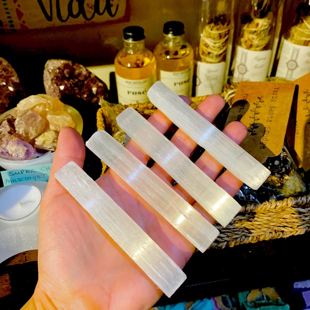 Selenite Wand Natural Ritual Clearing Crystal 4”